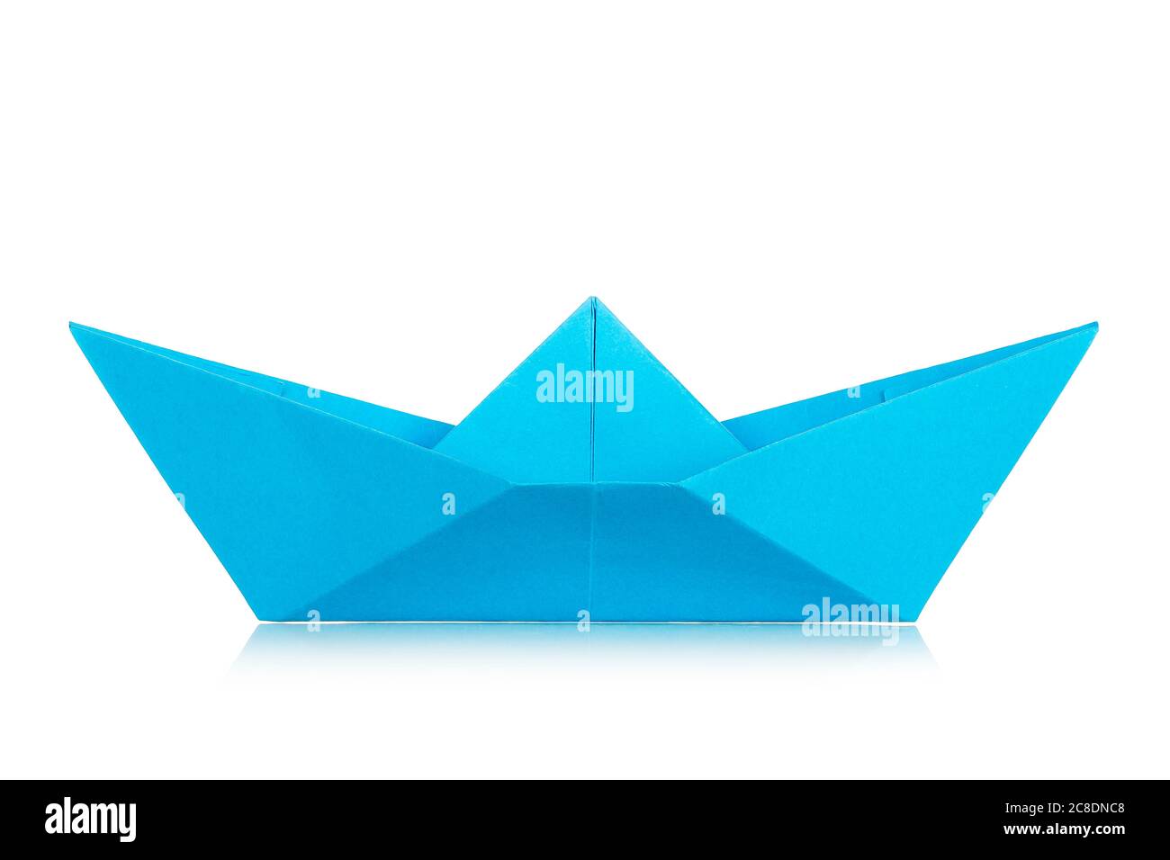 blue paper boat isolated on white Stock Photo