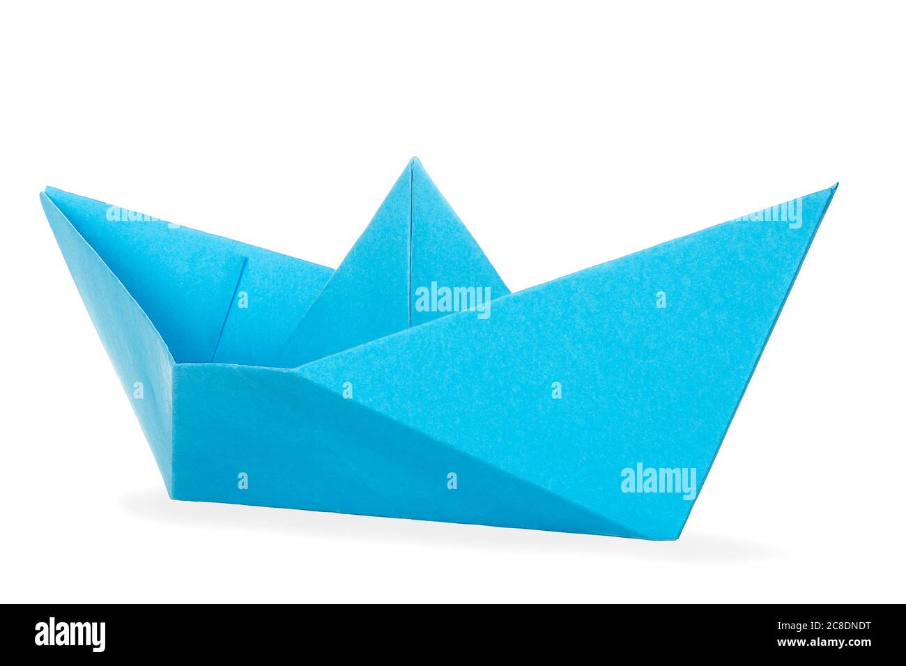 blue paper boat isolated on white Stock Photo