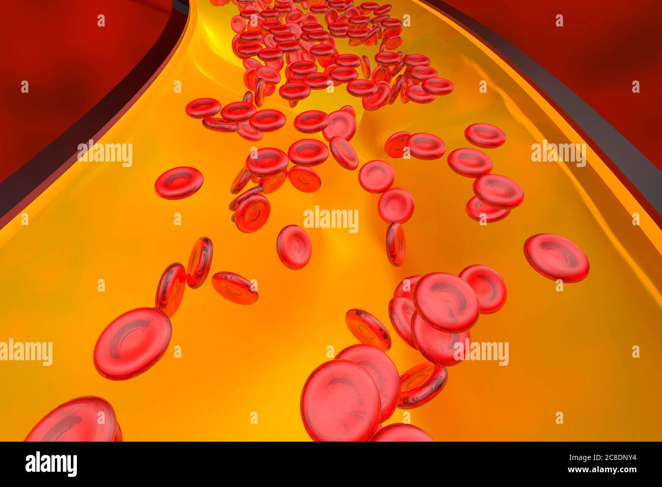 Three dimensional render of flowing red blood cells Stock Photo - Alamy