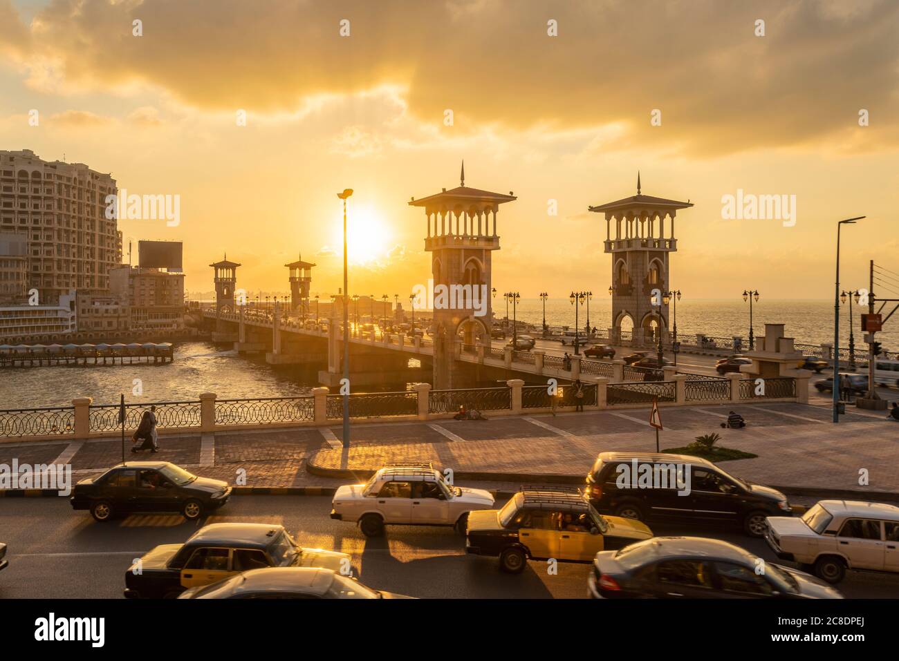 Egypt, Alexandria, Stanley bridge at sunset Stock Photo - Alamy