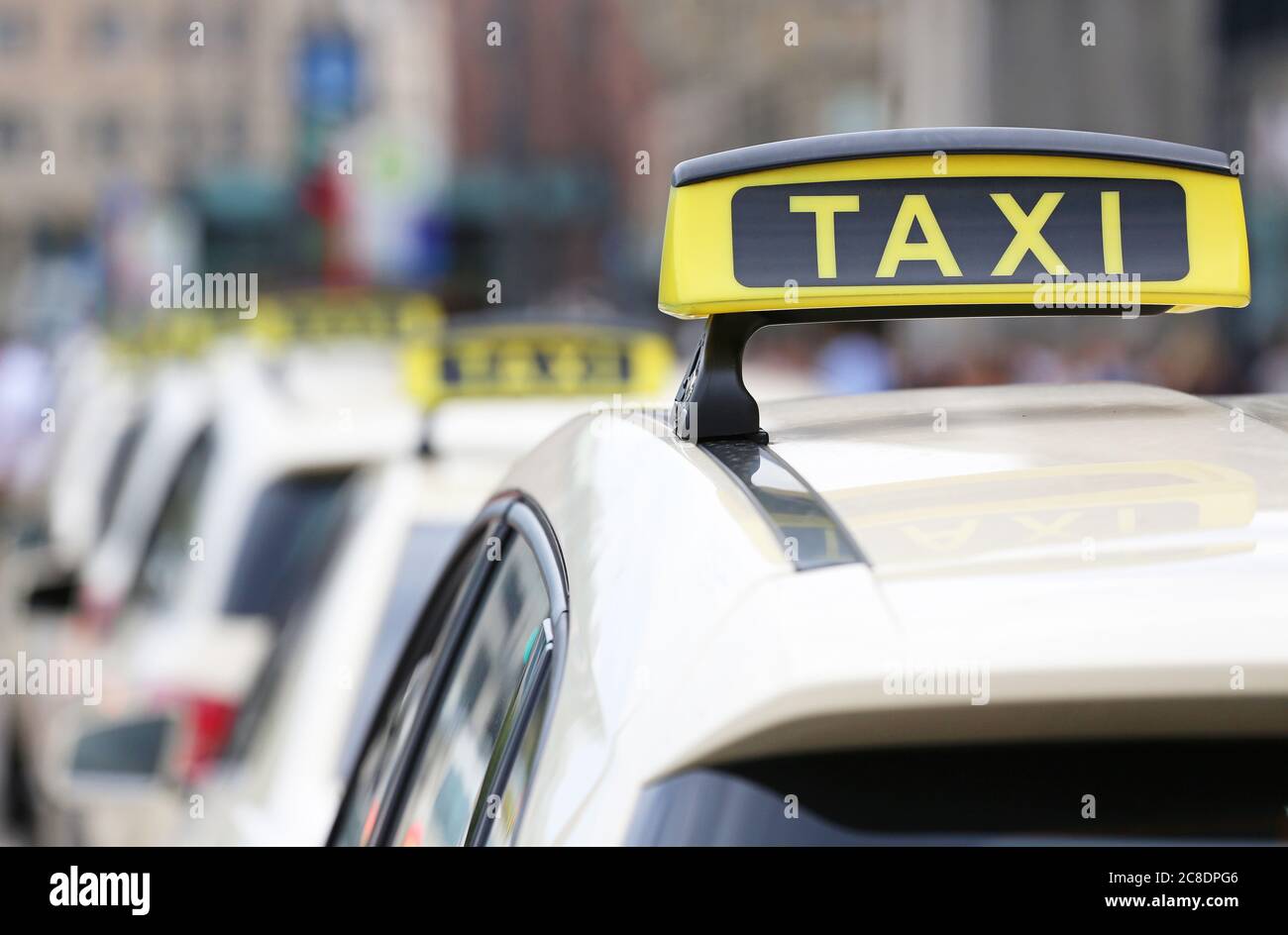 taxi signs on cabs in Germany Stock Photo