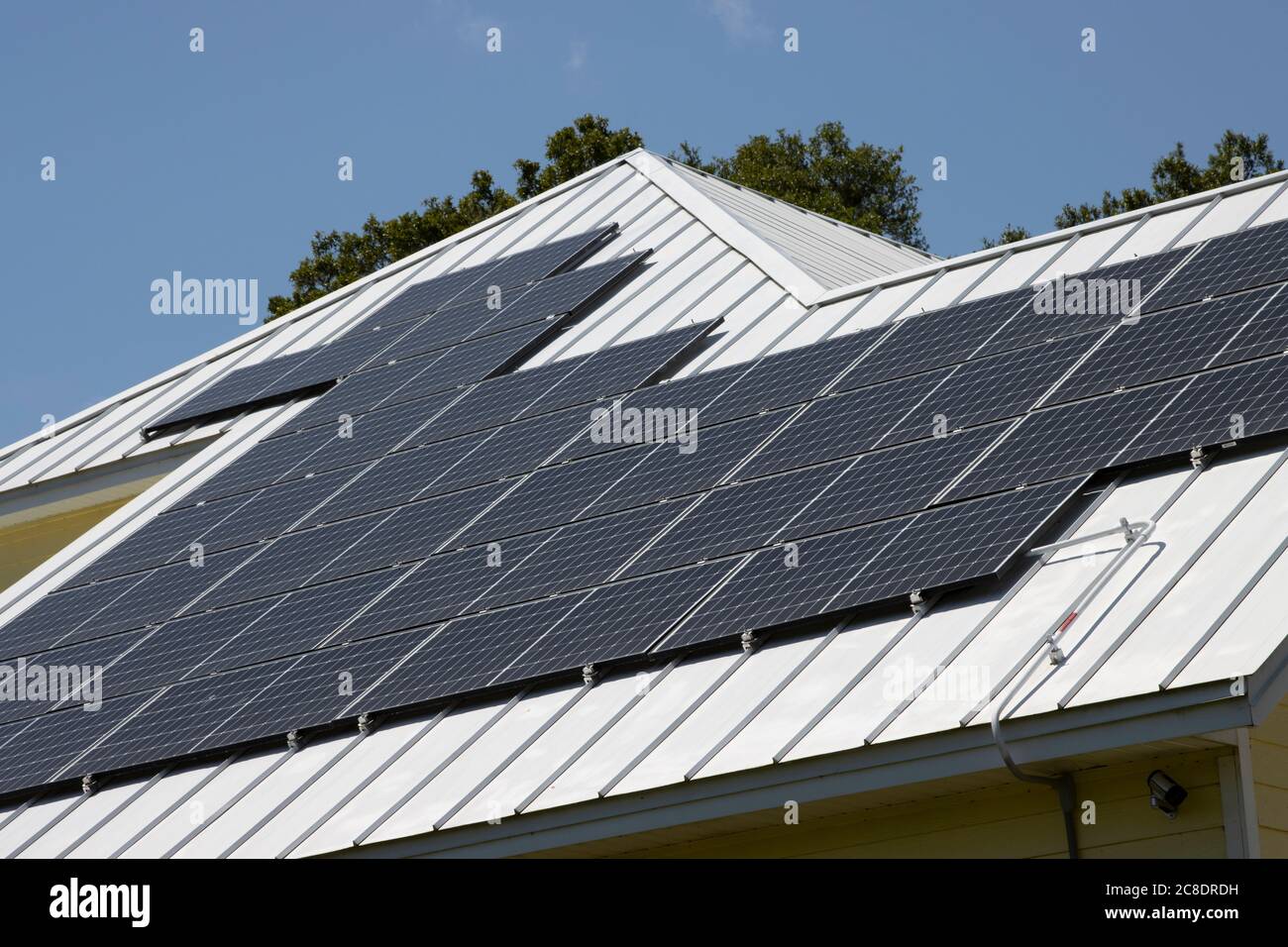 Solar panels on the roof of a residential home Stock Photo