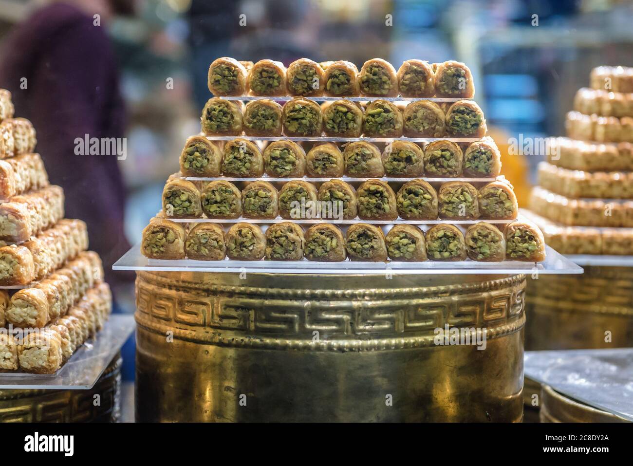 Lebanese sweets on a shop window in Hamra neighborhood of Beirut