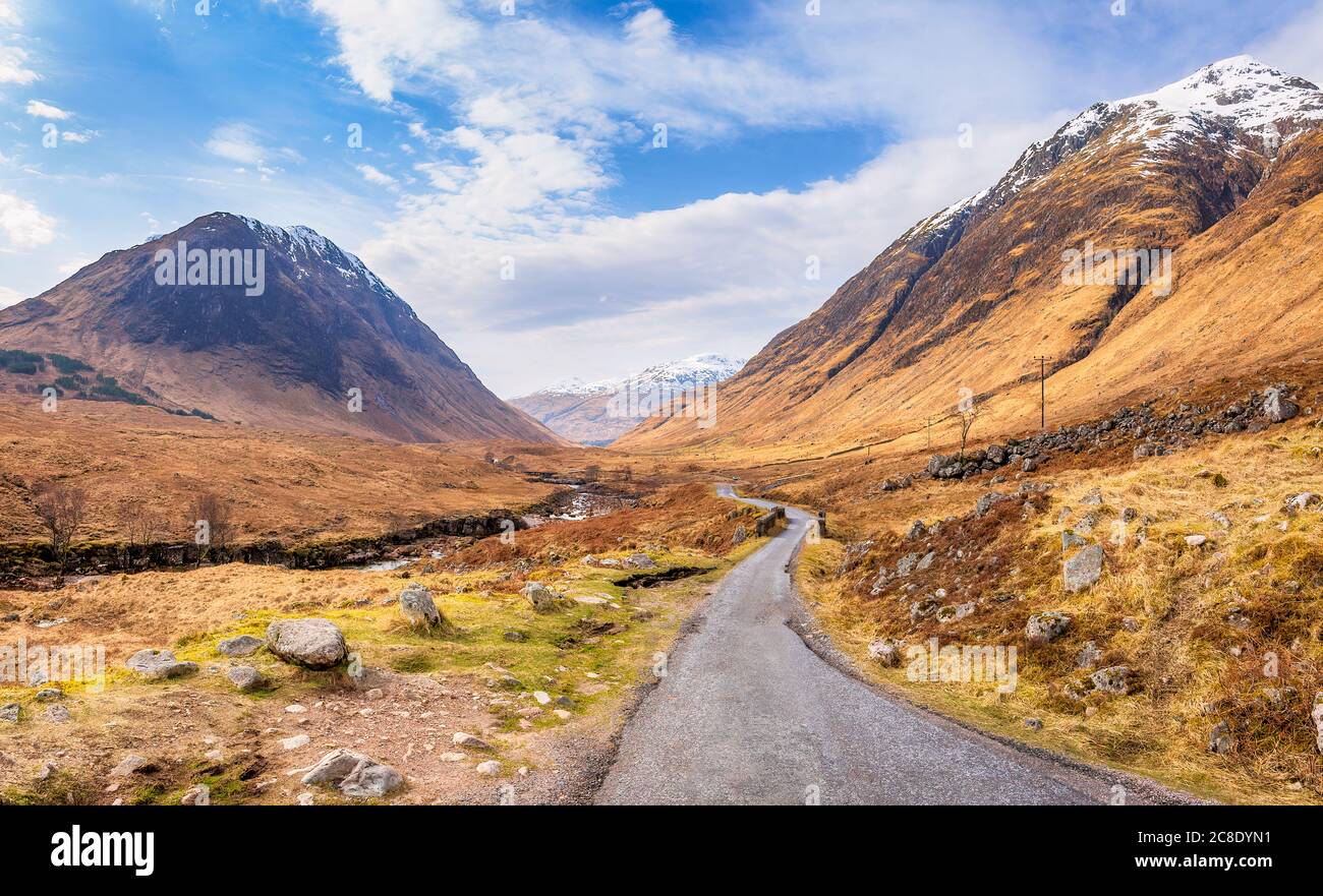 UK, Scotland, Asphalt road in Glen Etive Stock Photo Alamy