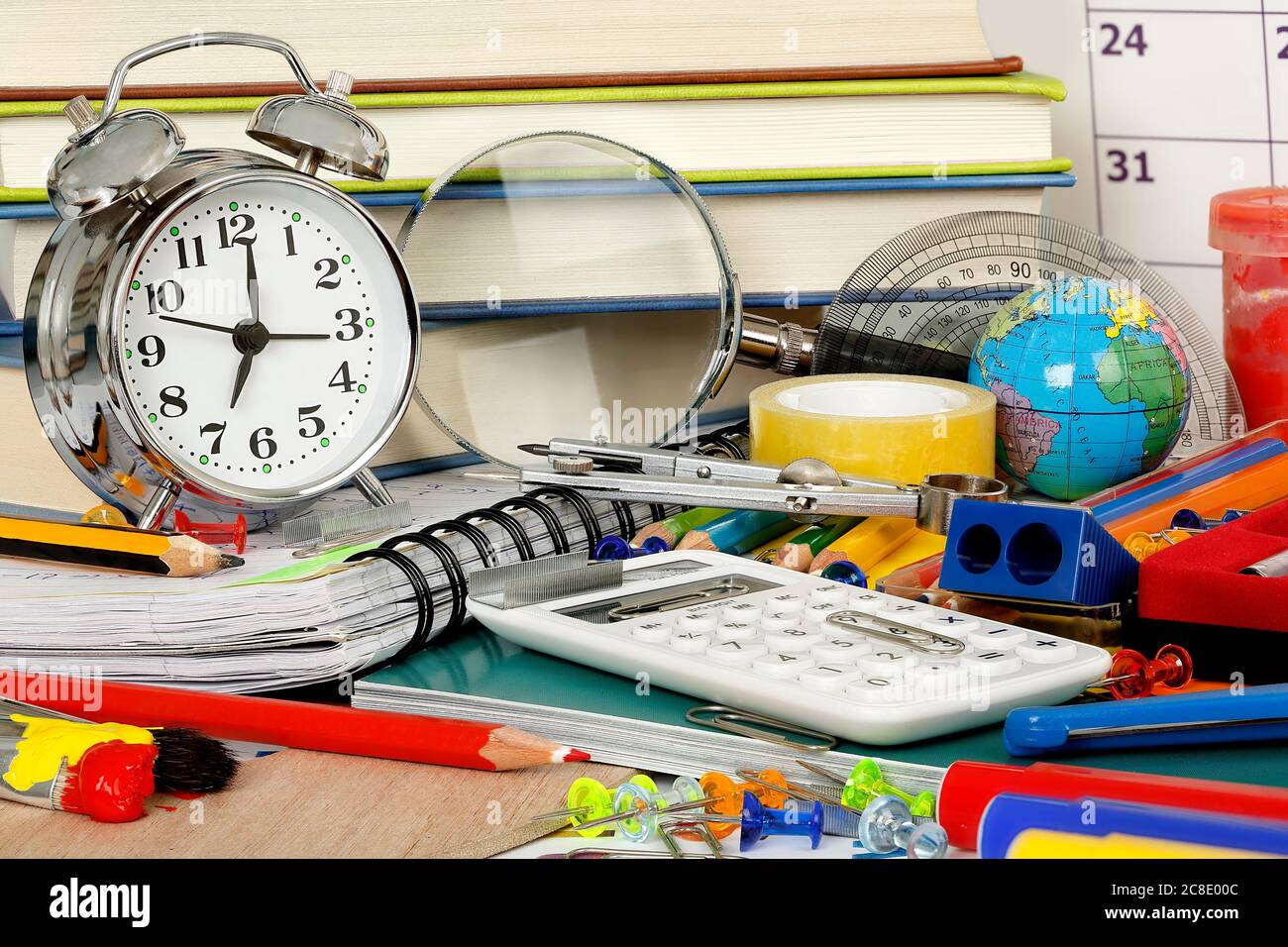 large variety of school items Stock Photo