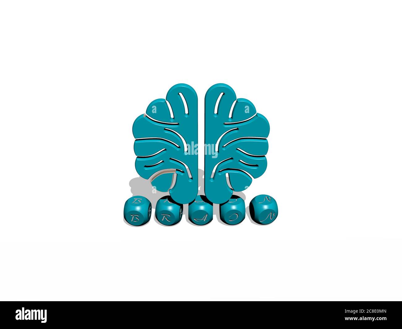 Brain Lettering 3d 3D illustration of BRAIN graphics and text made by metallic dice ...