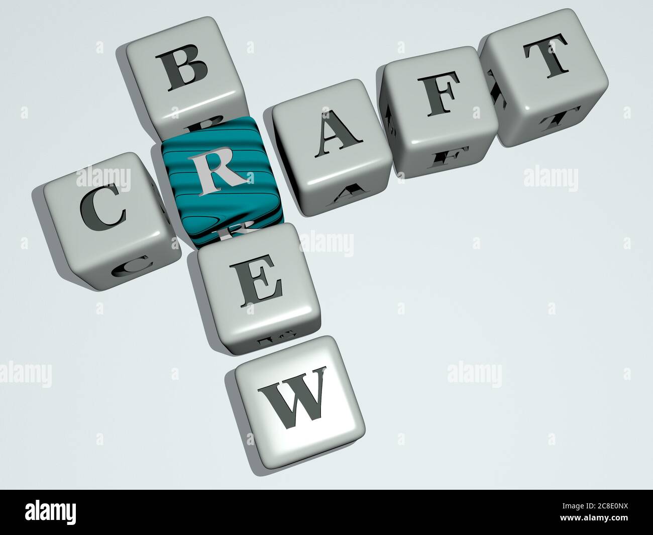 crosswords of Beer craft brew arranged by cubic letters on a mirror