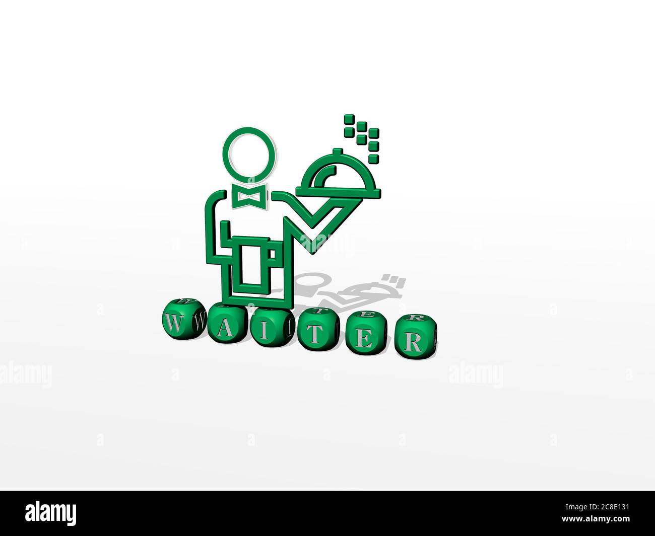 Waiter Lettering 3D graphical image of waiter vertically along with text built by ...
