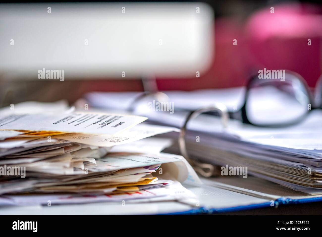 Binder with various receipts and documents Stock Photo