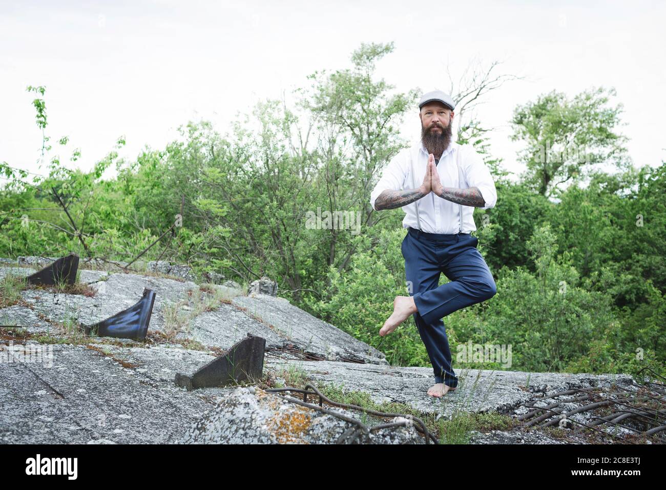 Bearded mature man practicing hi res stock photography and images Alamy