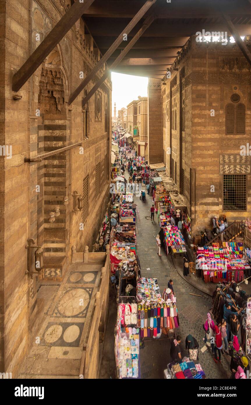 Egypt, Cairo Governorate, Cairo, Historic market along Al-Muizz li-Din Allah al-Fatimi Street Stock Photo