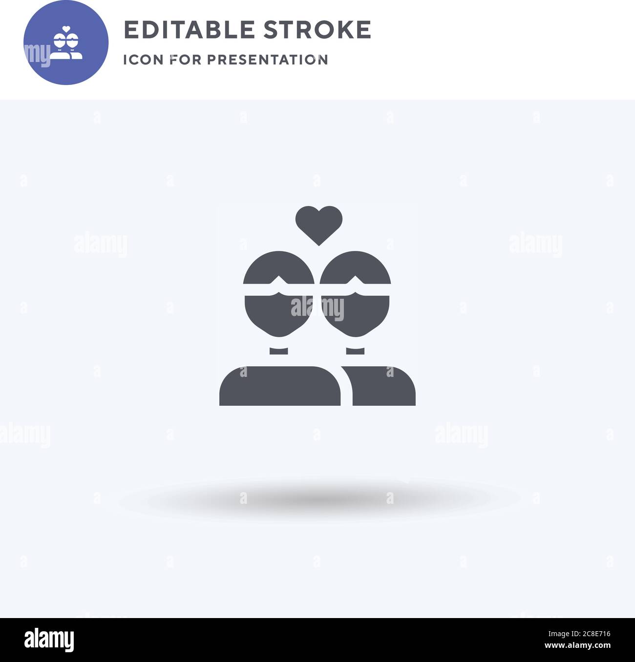 Couple icon vector, filled flat sign, solid pictogram isolated on white ...