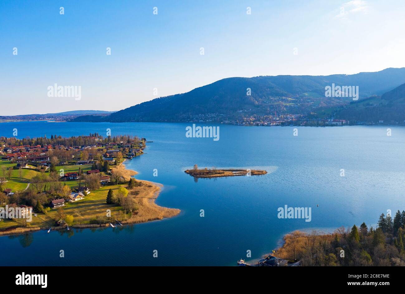 Germany, Bavaria, Drone view of Tegernsee lake Stock Photo
