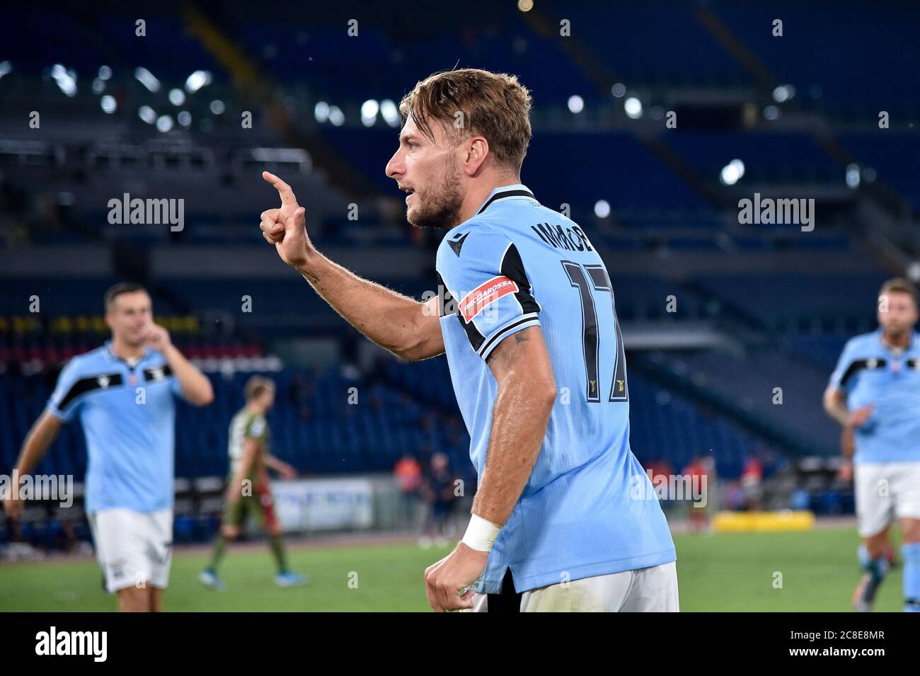 Rome Italy 23rd July Ciro Immobile Of Ss Lazio Celebrates Scoring Second Goal During The Serie A Match Between Lazio And Cagliari At Stadio Olimpico Rome Italy On 23 July Rome Italy 23rd July Ciro Immobile Of Ss Lazio Celebrates Scoring Second Goal During The Serie A Match Between Lazio And Cagliari At Stadio Olimpico Rome Italy On 23 July