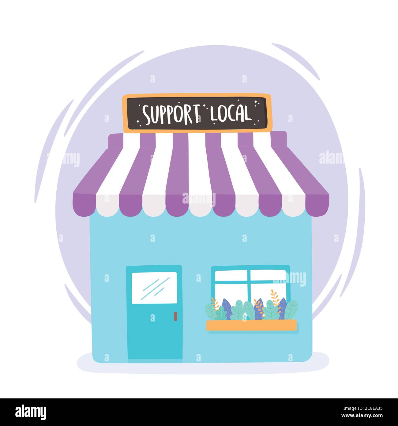 support local business, shop small market building commerce vector ...