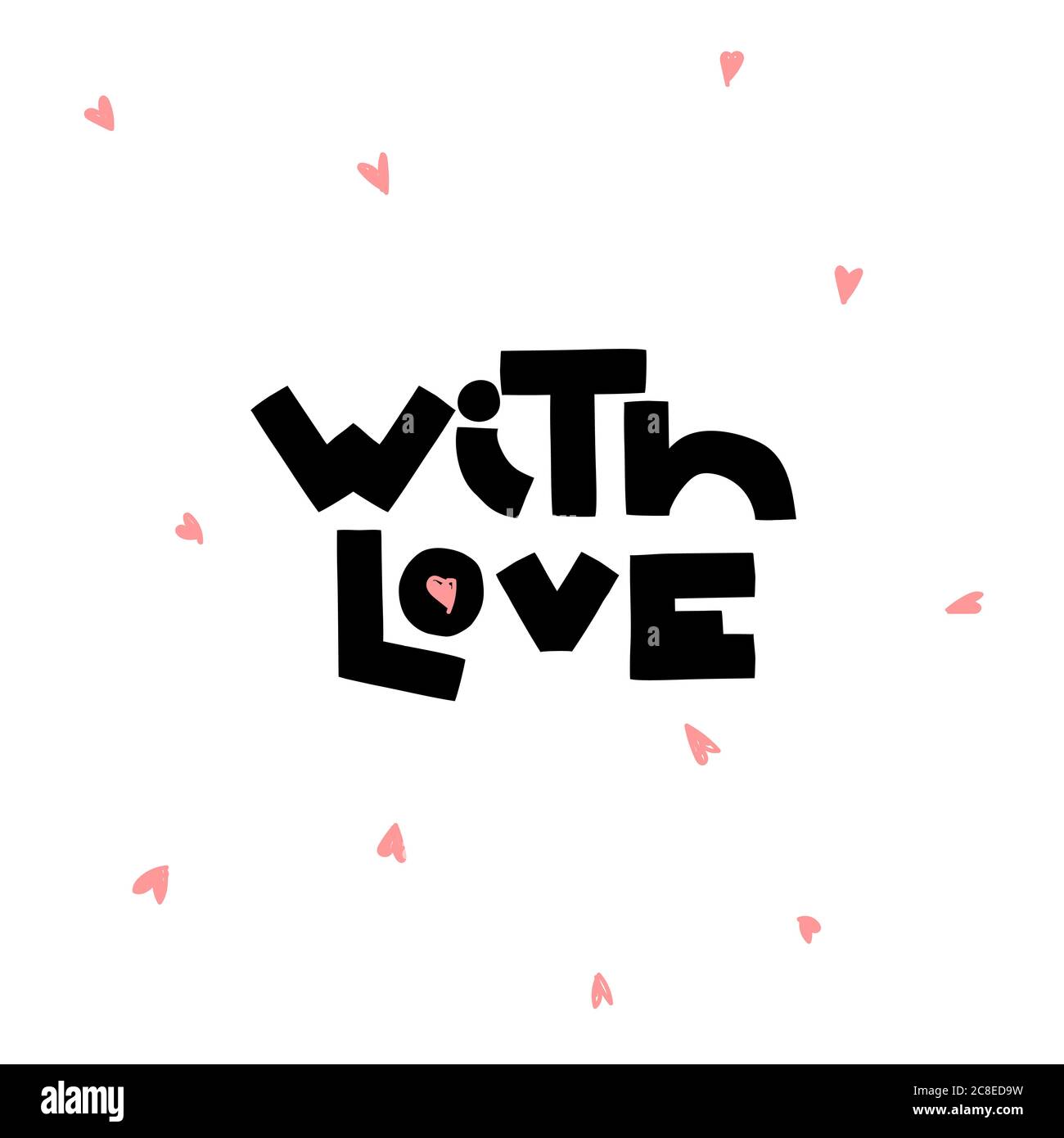With love - lettering handwritten word for print and design. Cute simple card Stock Vector
