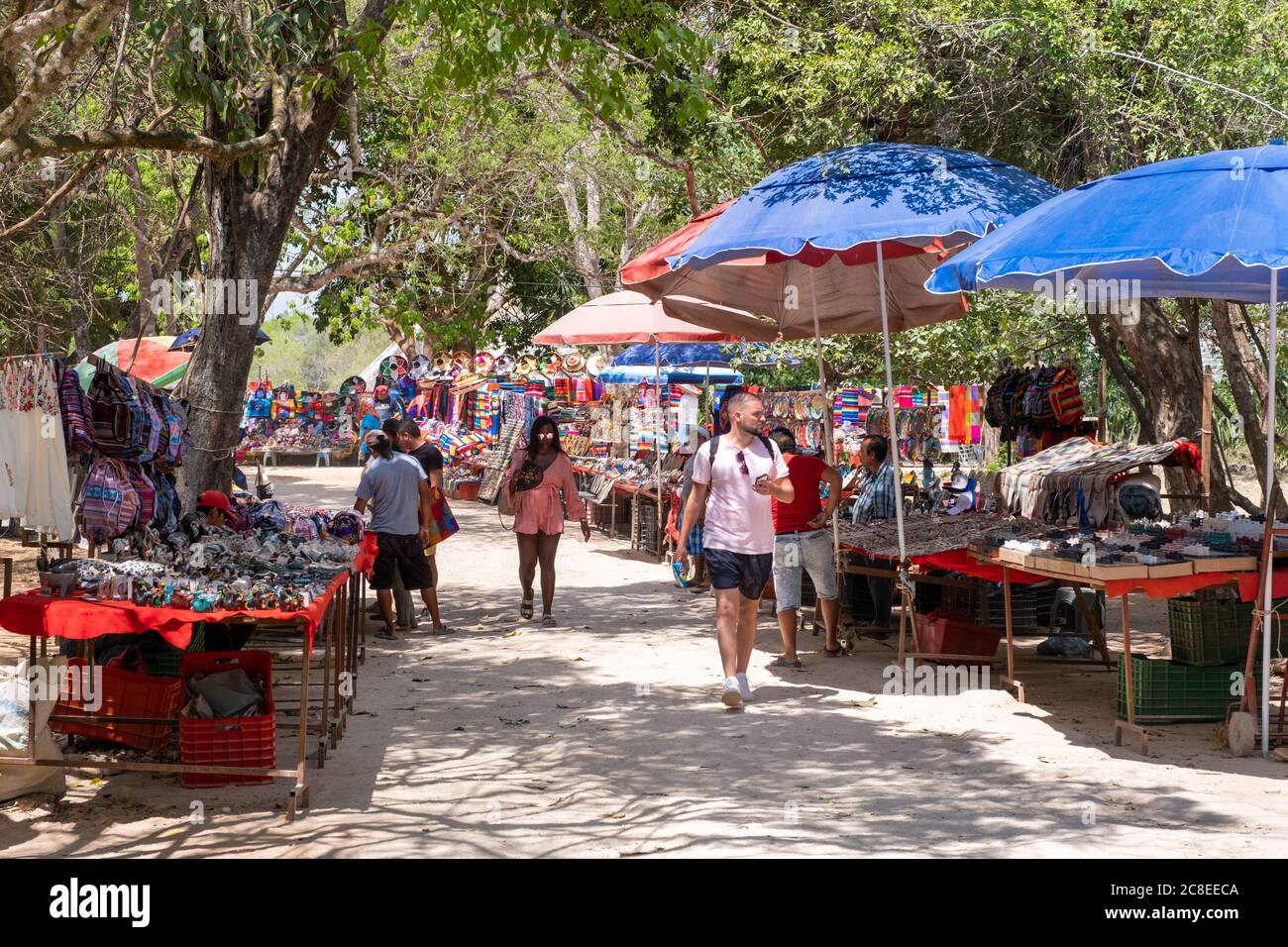 Handicraft market selling traditional mexican goods at Chichen Itza Stock Photo