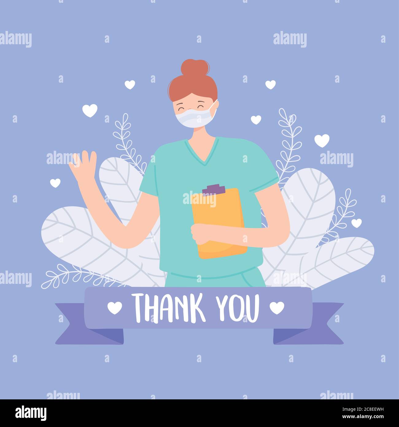 thank you doctors and nurses, professional nurse with medical mask and ...