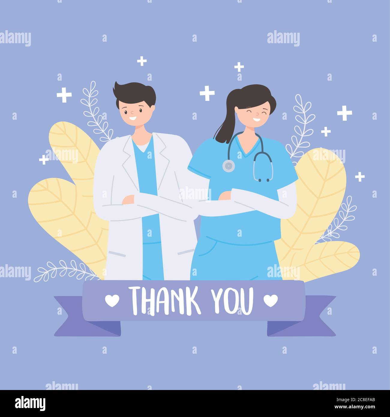 thank you doctors and nurses, physician and female nurse team vector ...