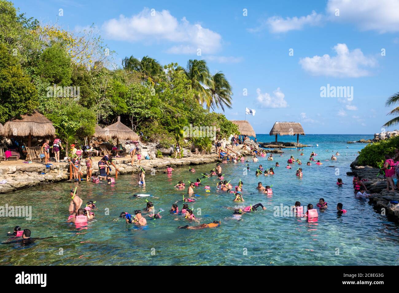 Snorkeling at XCaret park on the Mayan Riviera in Mexico Stock Photo