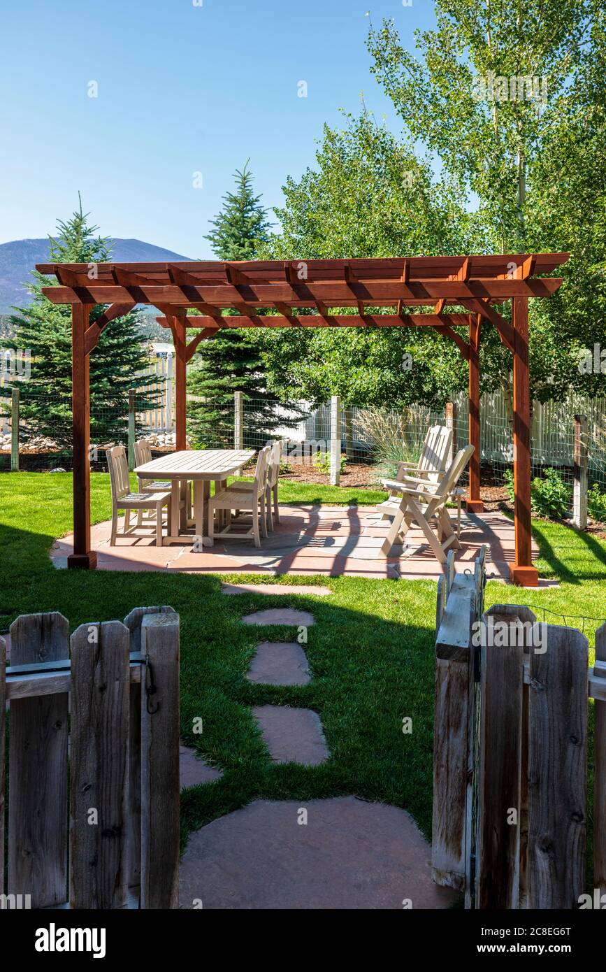 lawn and garden shade structures on Page 2 Pergola Patio High Resolution Stock Photography And Images Alamy