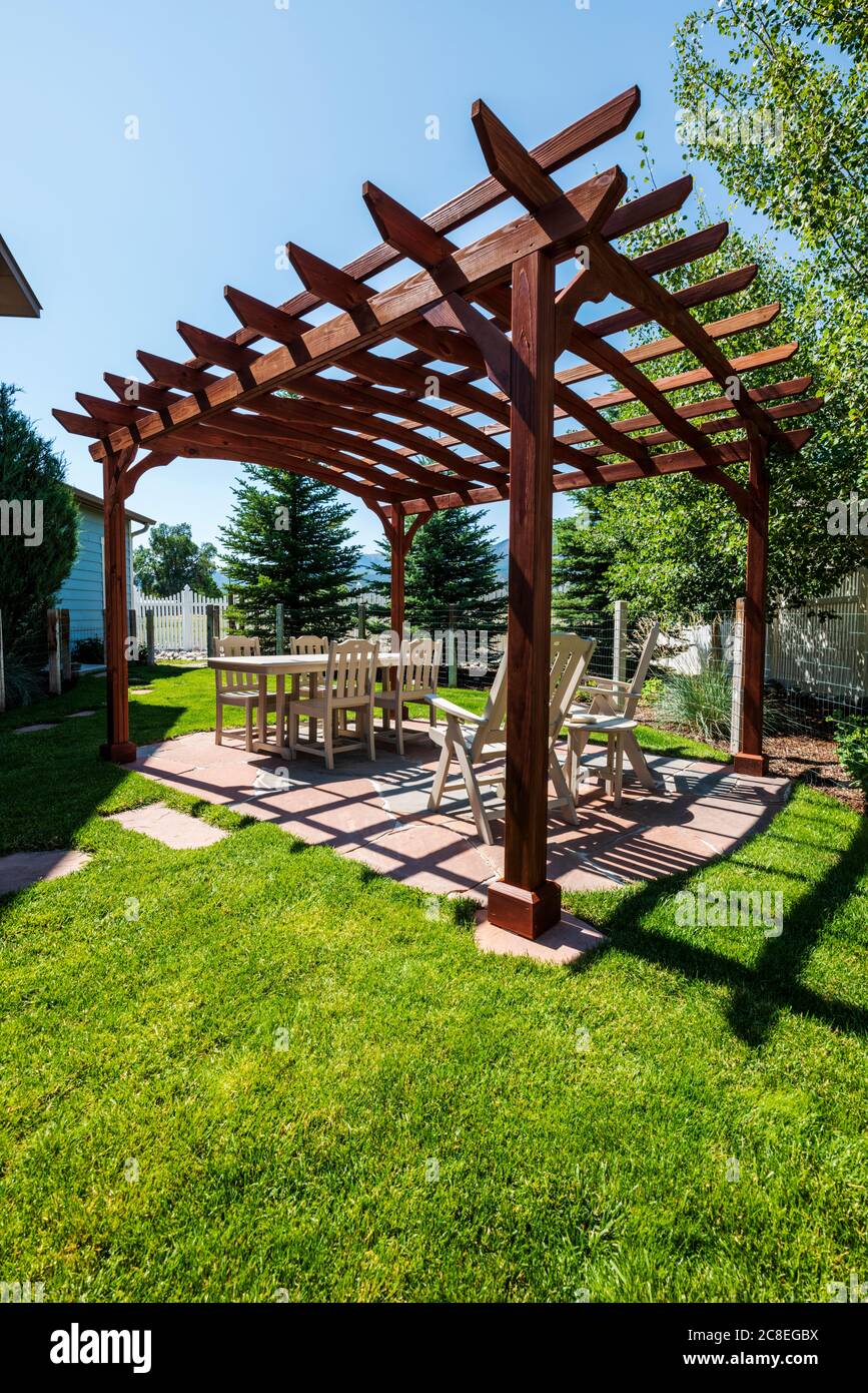 lawn and garden shade structures on Page 2 Pergola Patio High Resolution Stock Photography And Images Alamy