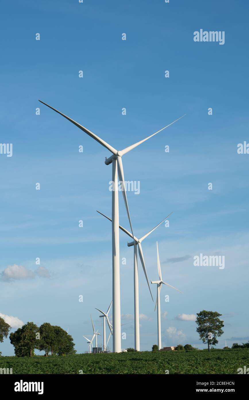 Wind turbine farm on hillside Stock Photo Alamy