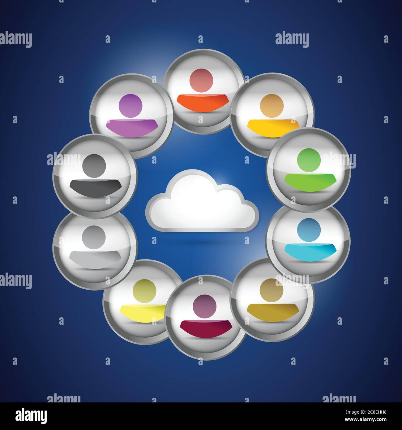 Cloud computing connection concept illustration. people illustration ...