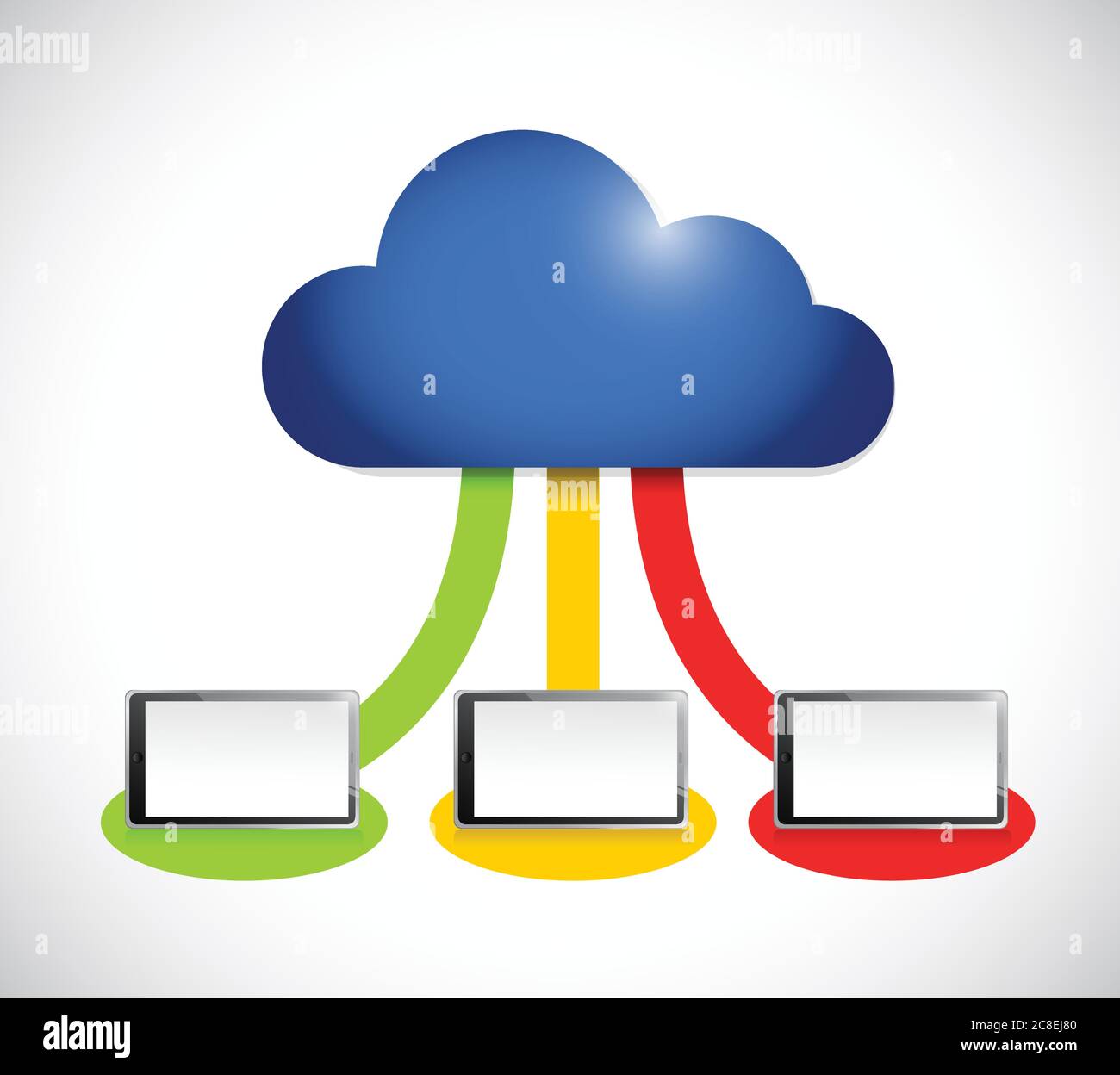 Cloud computing tablet computer color connection. illustration design ...
