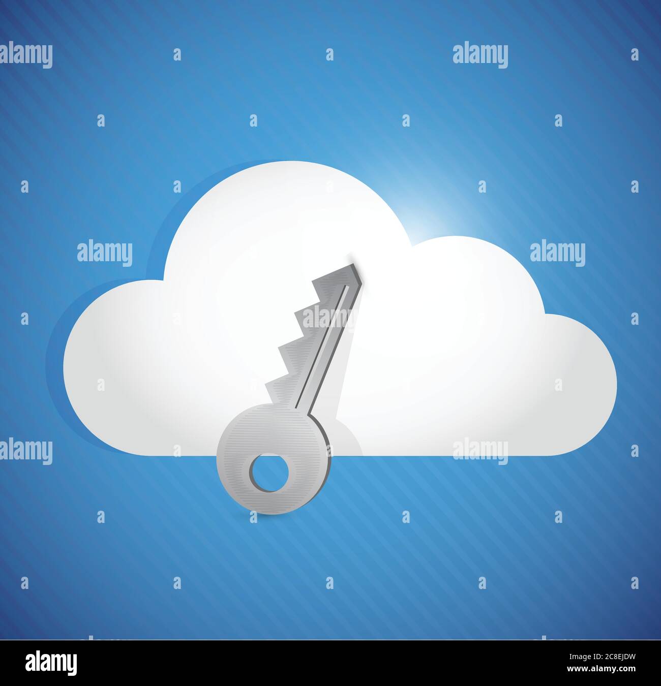 Cloud computing secure key illustration design over blue Stock Vector