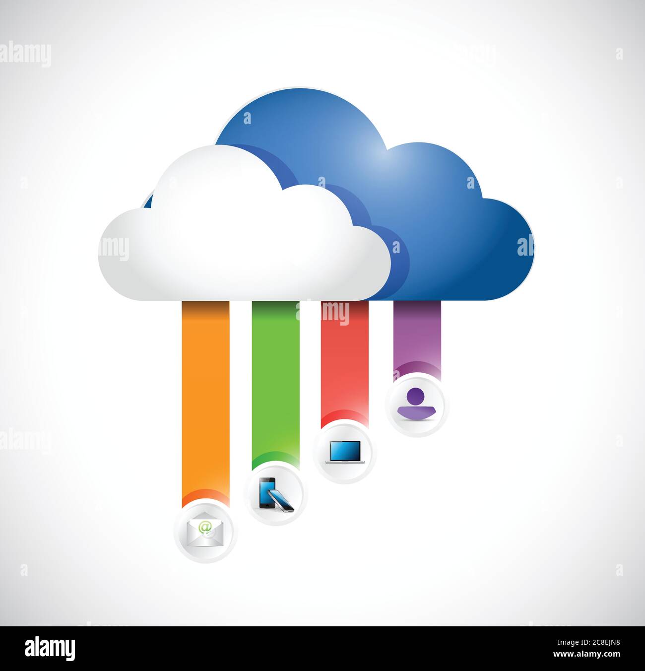 Cloud computing connected to electronics. illustration design over white Stock Vector