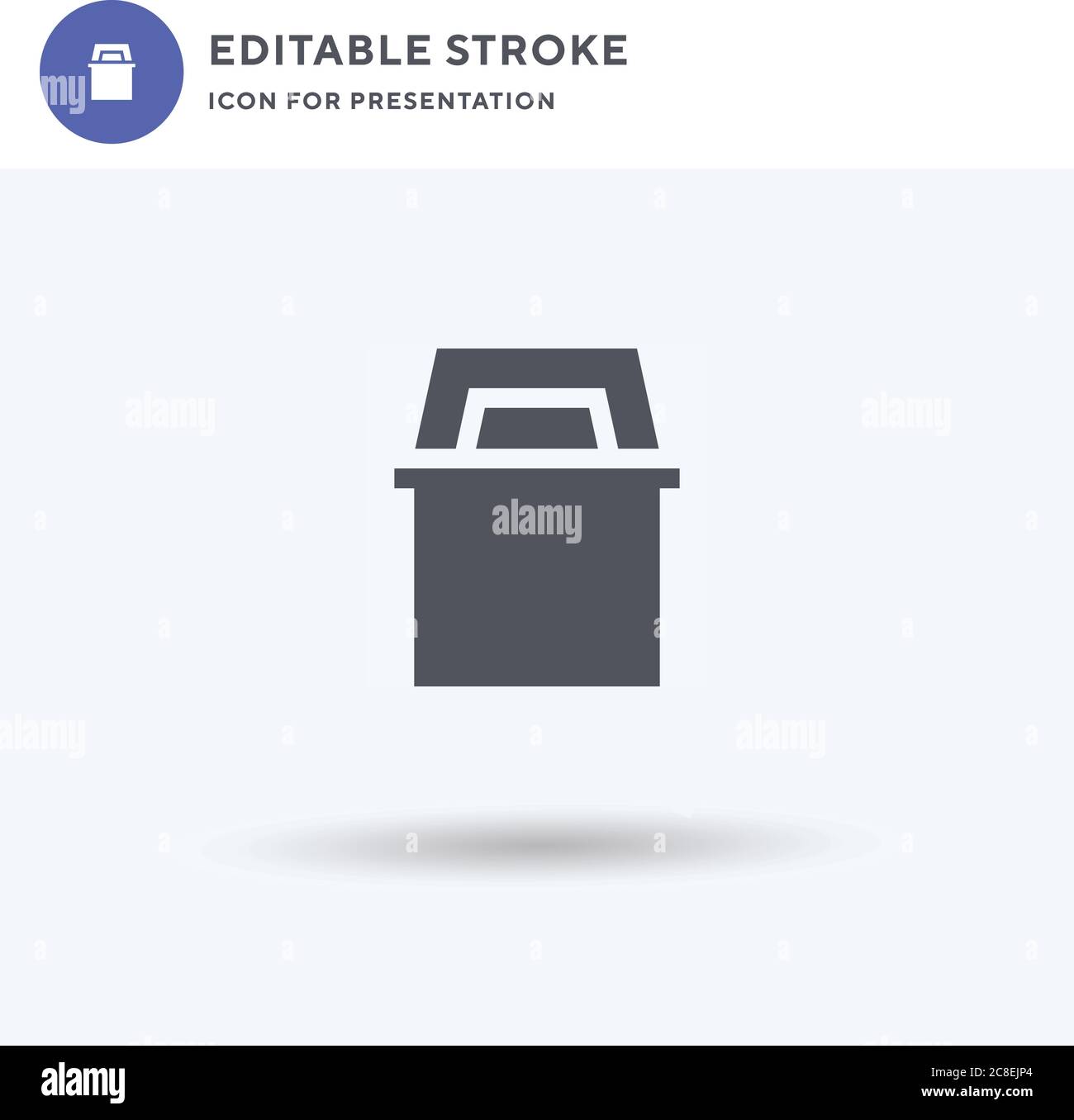 Bin icon vector, filled flat sign, solid pictogram isolated on white, logo illustration. Bin icon for presentation. Stock Vector
