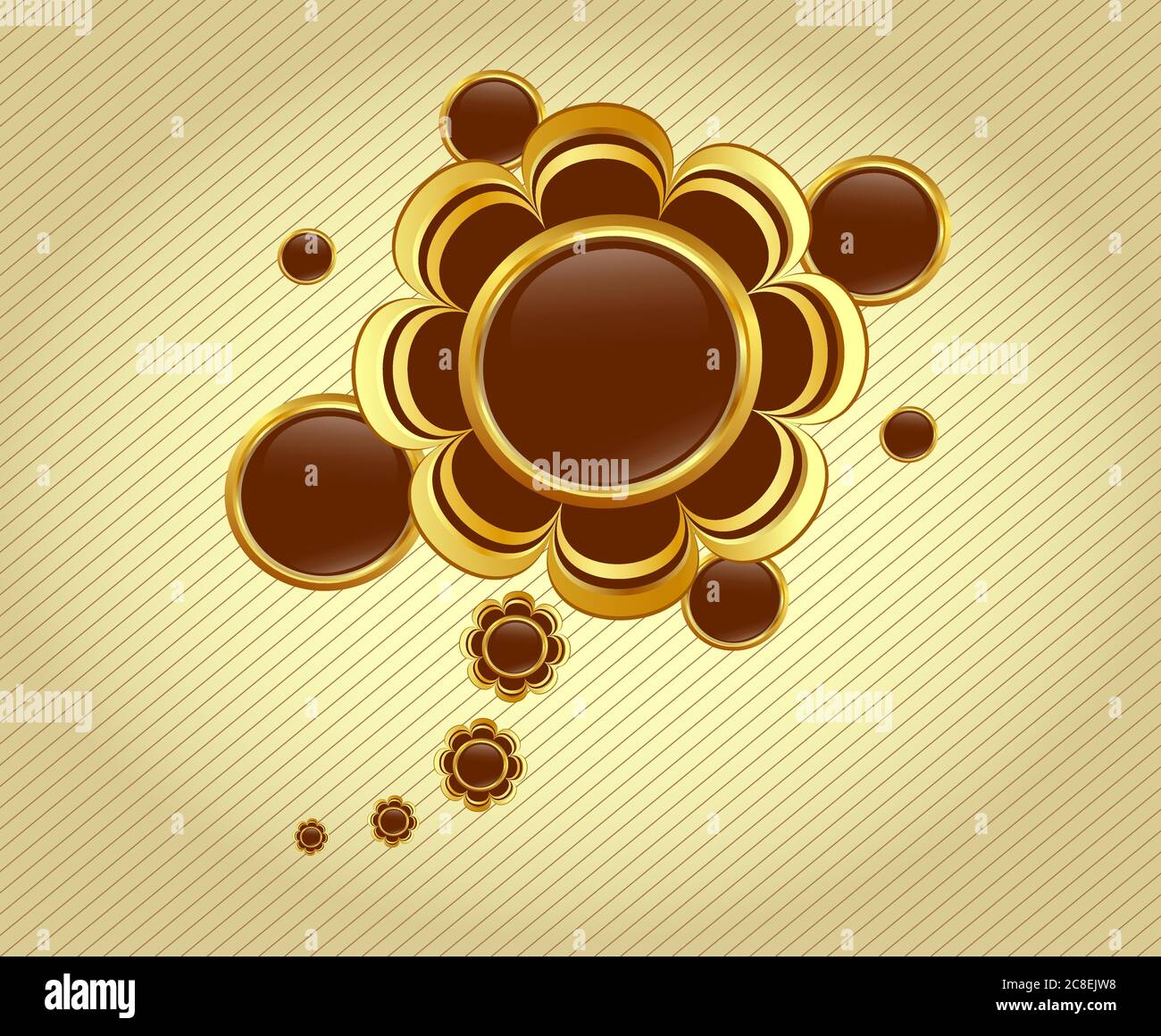 vector illustration of a glossy golden speech bubble on striped ...