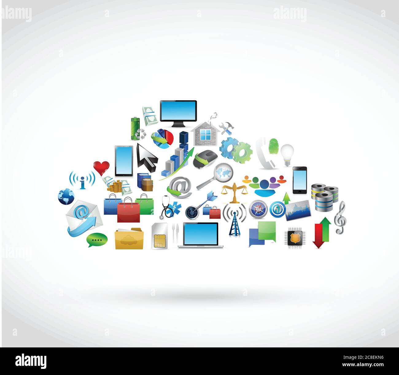 Icon tools technology cloud. cloud computing illustration design over white Stock Vector