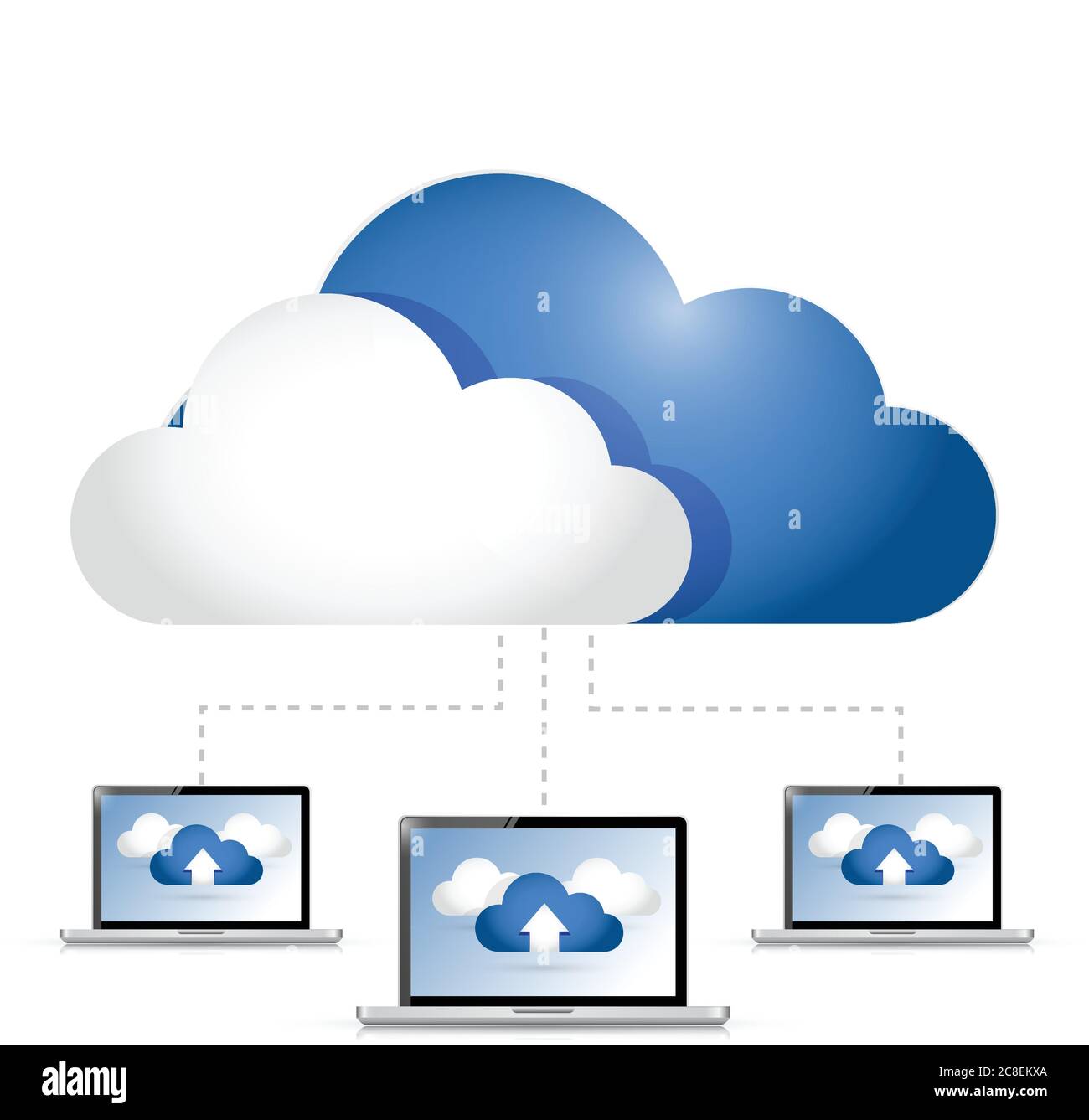 Cloud computing laptop connection illustration design over white Stock Vector