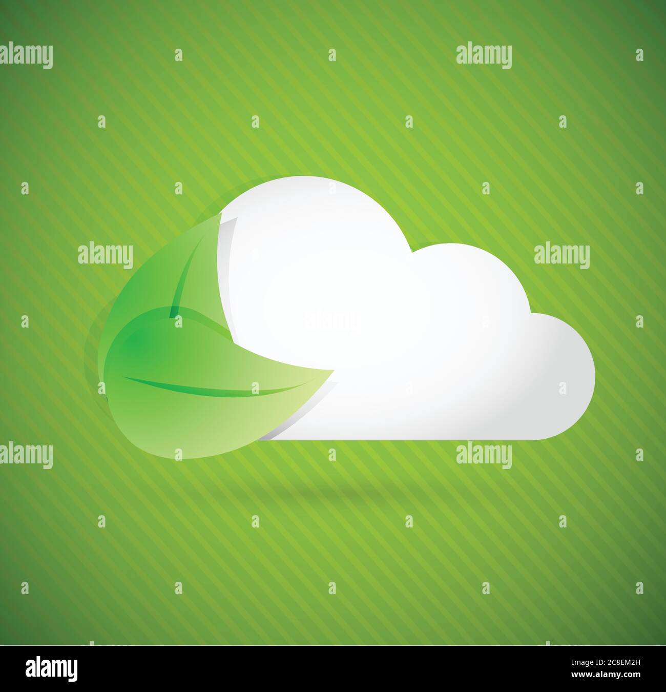 Leaves and cloud illustration design over a green background Stock Vector