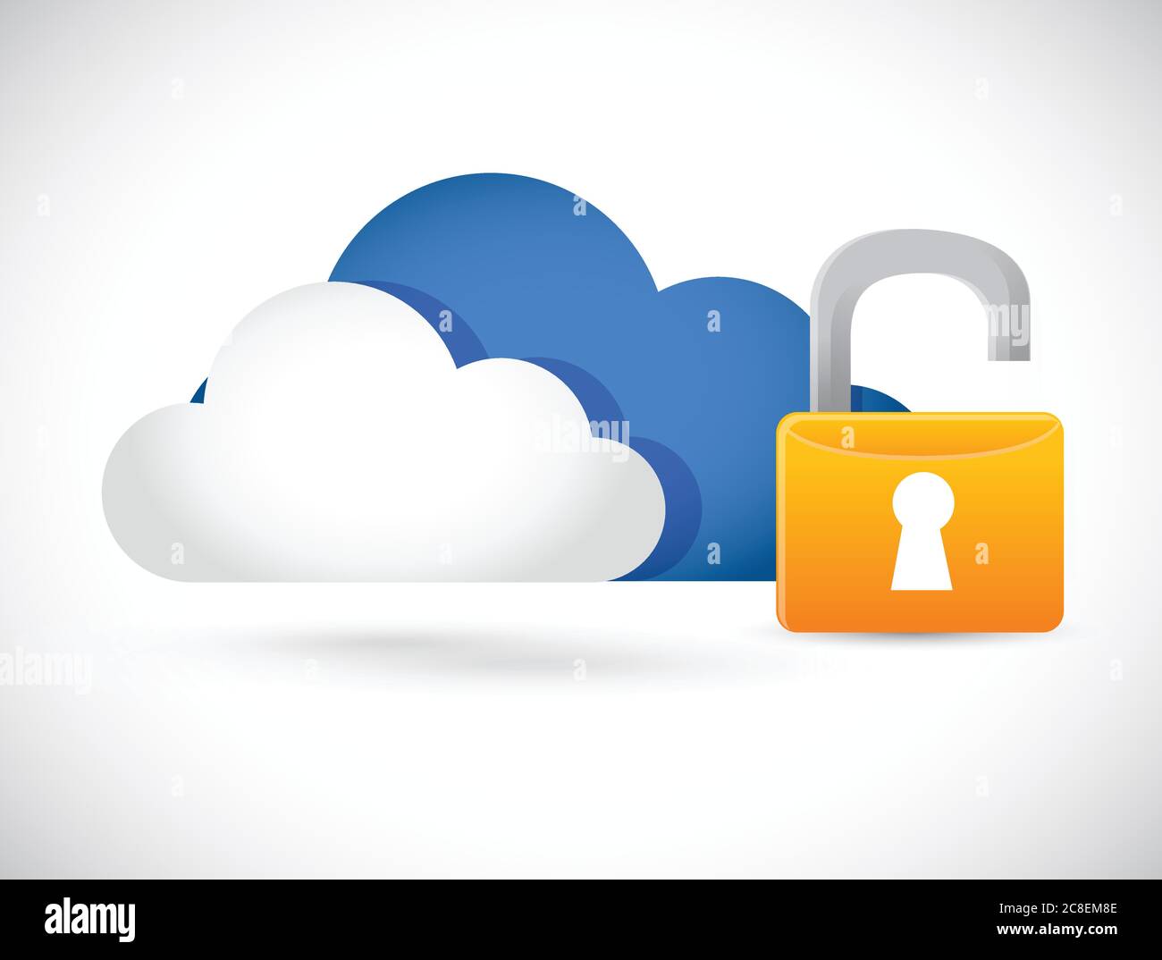 Cloud computing illustration lock illustration design over white Stock ...