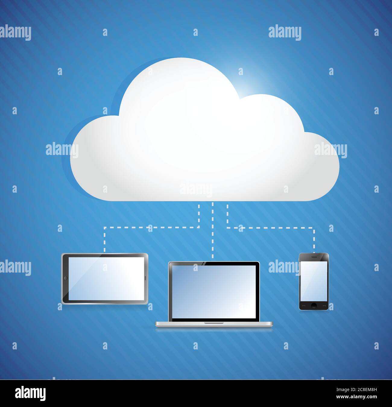 Cloud computing storage connected to electronics. illustration design Stock Vector