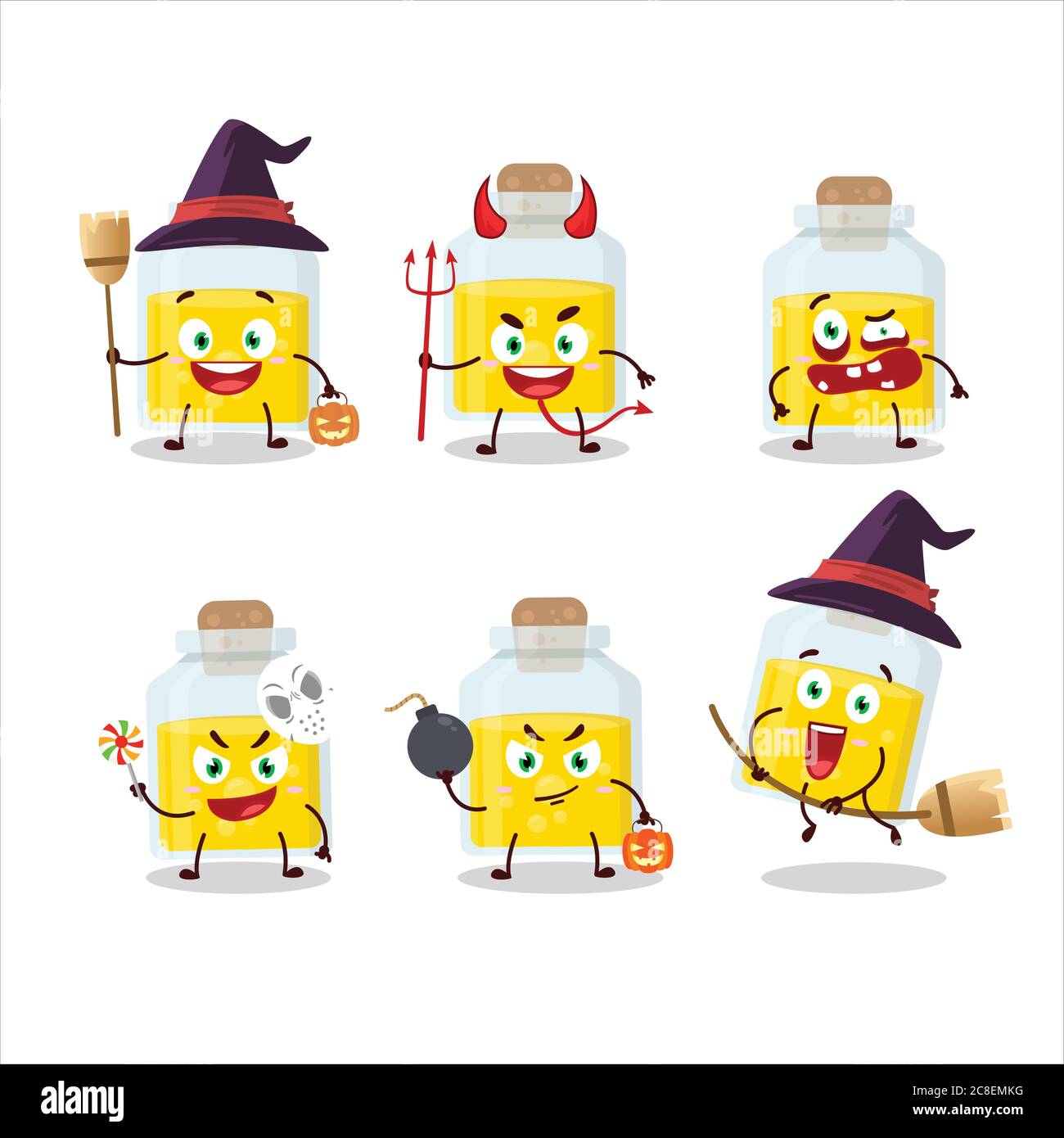 Halloween expression emoticons with cartoon character of yellow potion ...