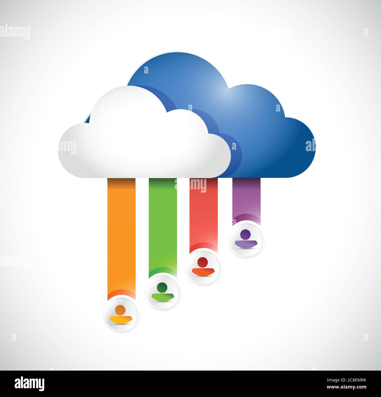 Cloud computing connected to different people. illustration design over white Stock Vector