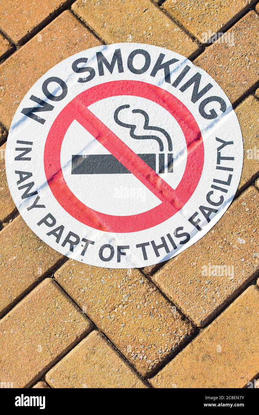 No smoking warning symbol or information sign on public ground outdoor ...