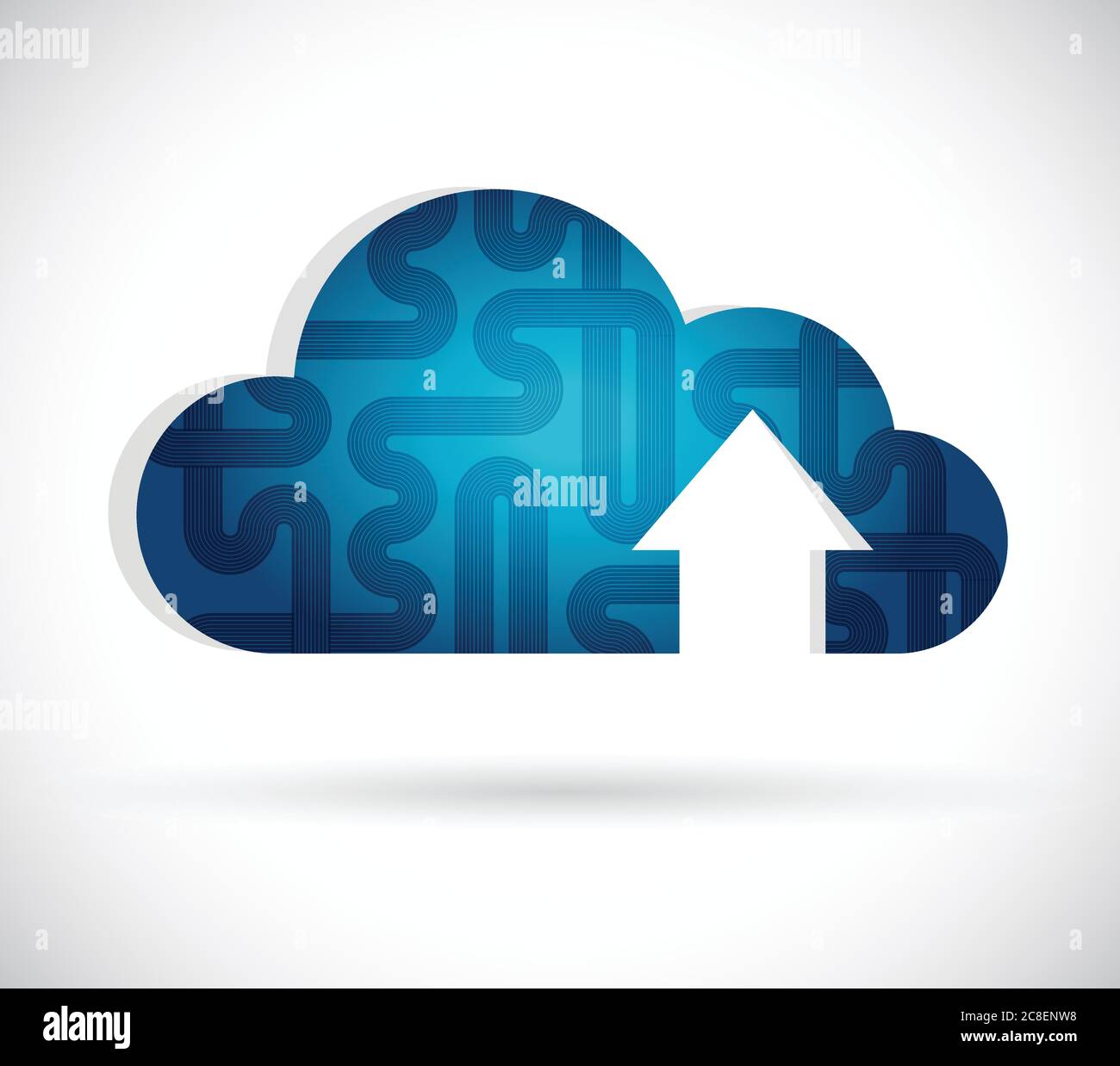 Blue cloud computing flag egg illustration design over a white ...