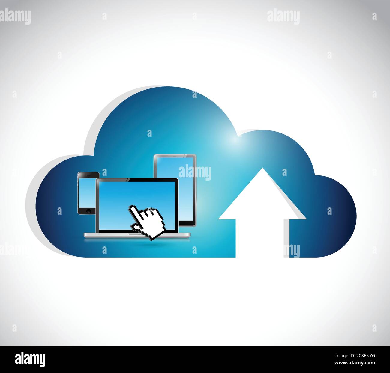 Cloud computing connection electronics concept. illustration design