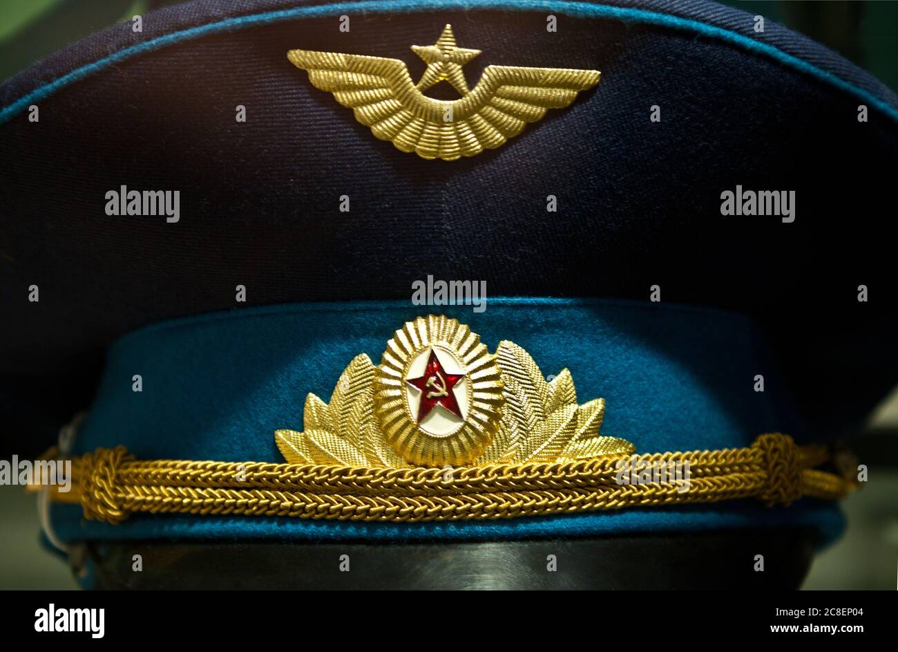 Close up of the front of a Soviet era military cap Stock Photo
