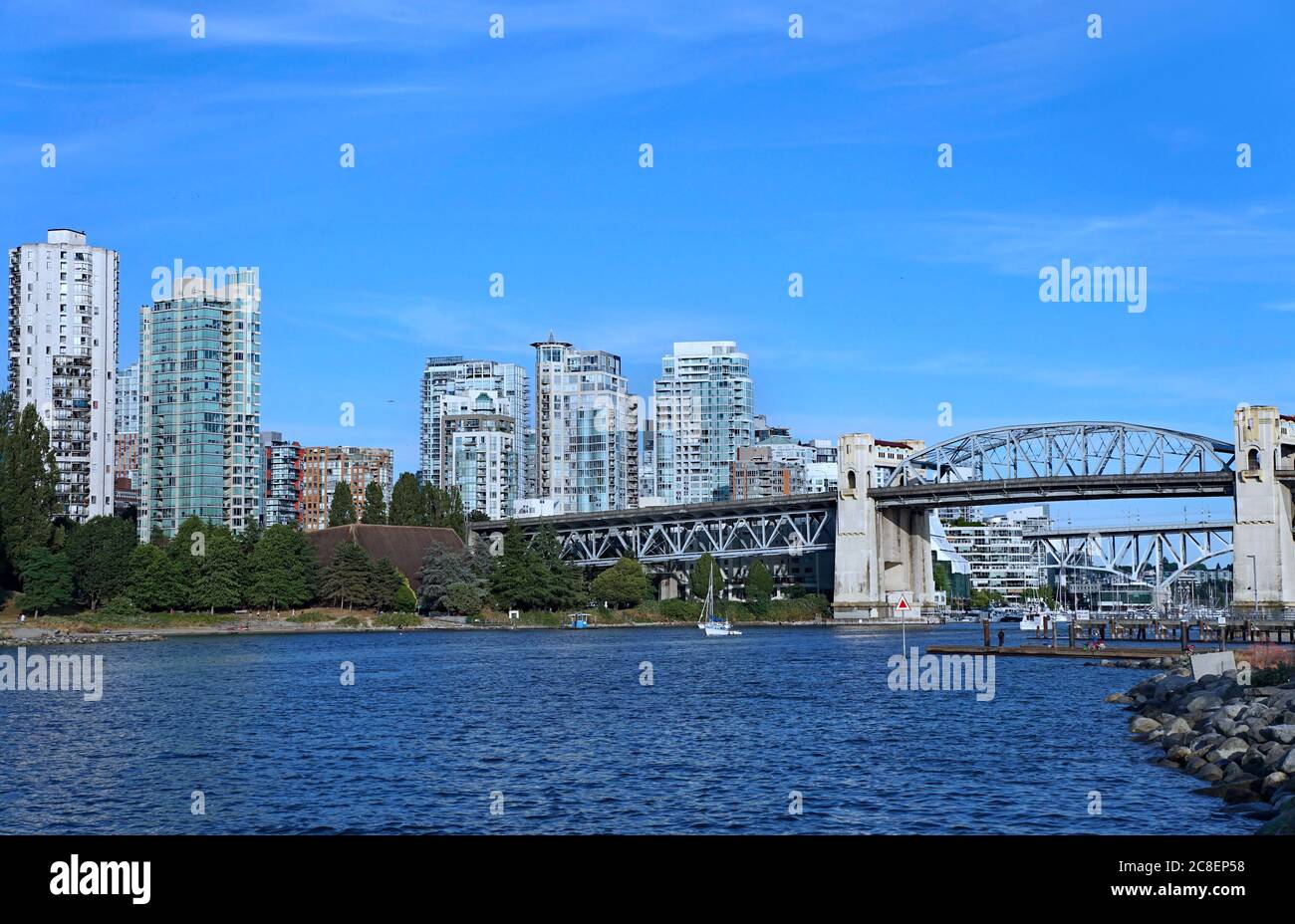 Vancouver waterfront skyline with Burrard Street Bridge Stock Photo - Alamy