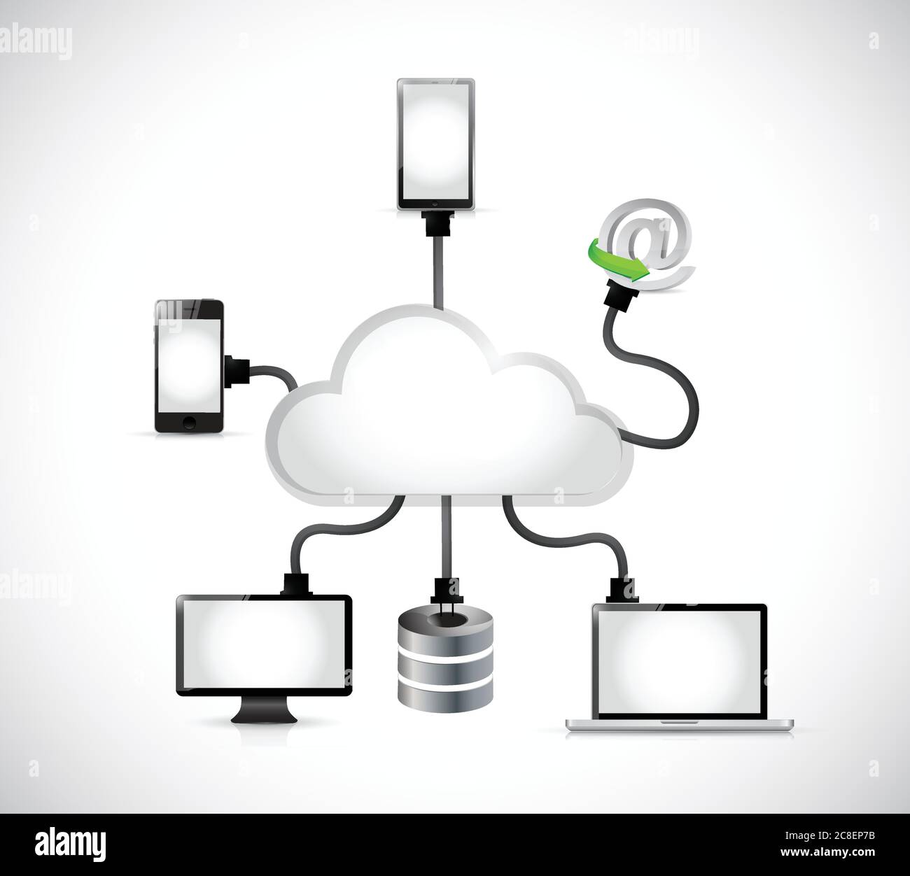Cloud computing electronics connection illustration design over a white background Stock Vector