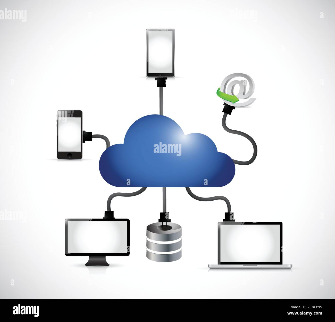 Cloud computing electronics connection illustration design over a white background Stock Vector