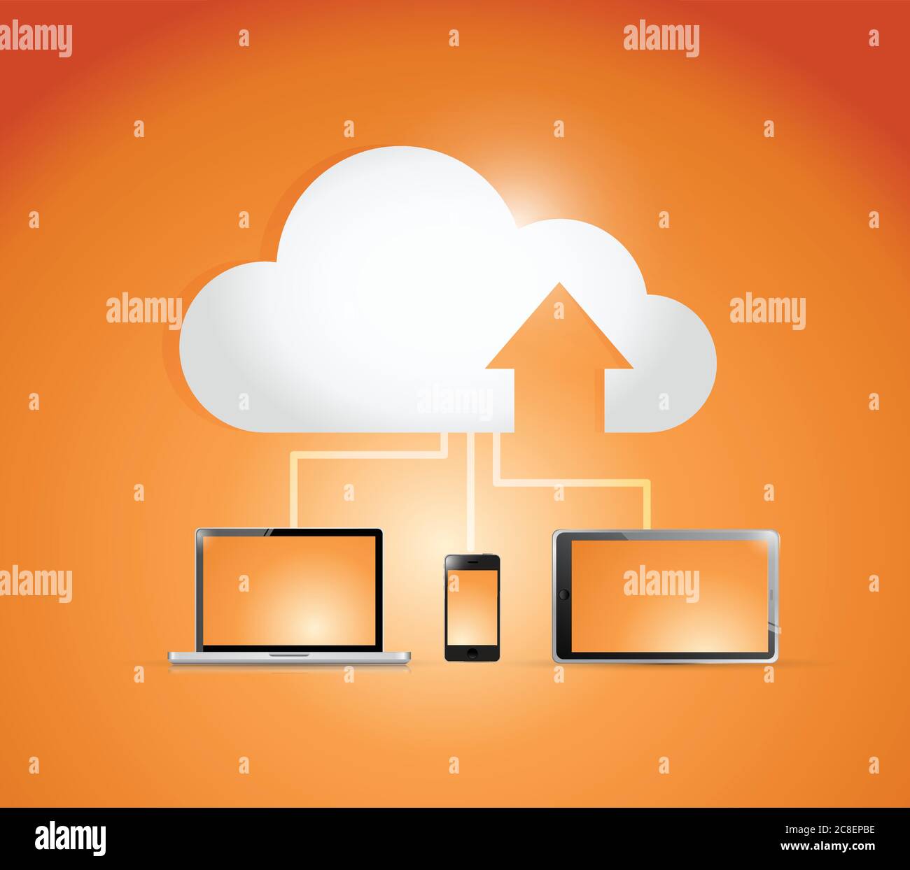 Cloud computing and set of electronics. illustration design over an ...