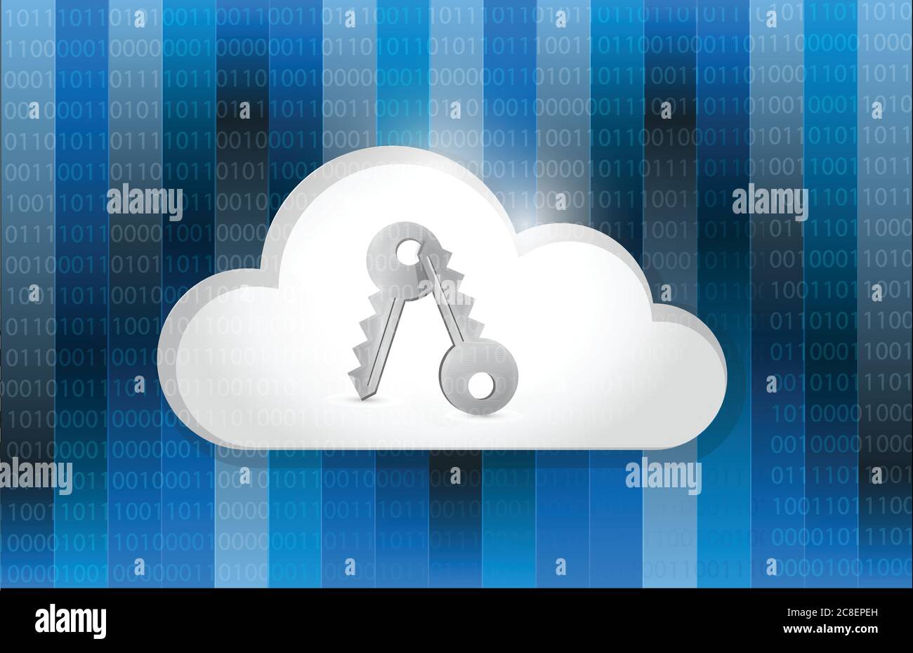 Cloud security concept illustration design over a binary background Stock Vector