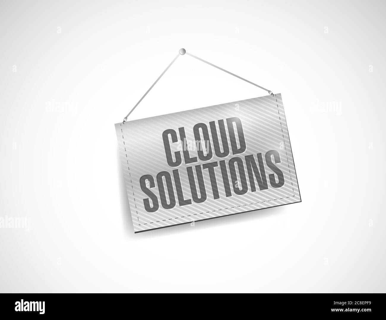 Cloud solutions hanging banner illustration design over white Stock Vector